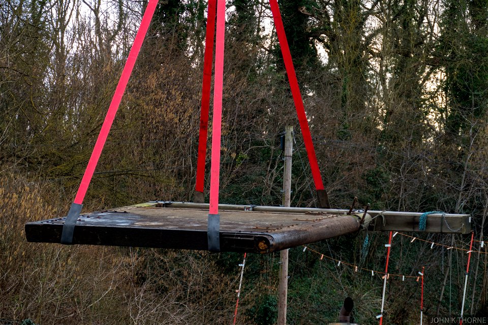 Removing the Lock Gates at Allington Lock River Medway.