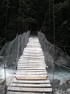 River suspension bridge hiking
