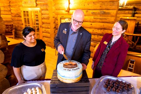Yellowstone National Park Lodges 150 Years of Inspiration Event: cutting the cake