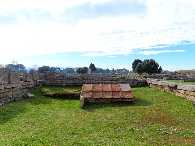 Heroon Tomb of founder of city Paestum Italy