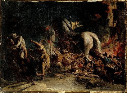 Giovanni Domenico Tiepolo (1727−1804): The Greeks Entering Troy / Kreikkalaiset tunkeutuvat Troijaan / Grekerna invaderar Troja