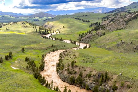 Yellowstone flood event 2022: Lamar River above the Confluence with the Yellowstone River photo