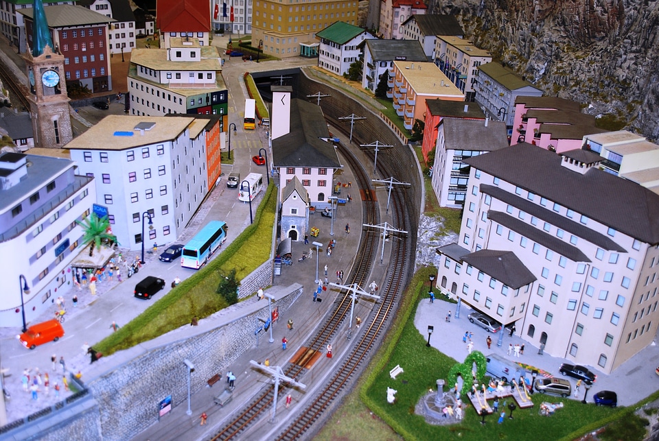 Model town railway model