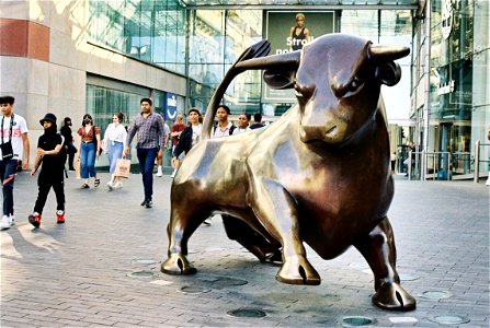 The famous Bull outside the Bullring shopping centre photo