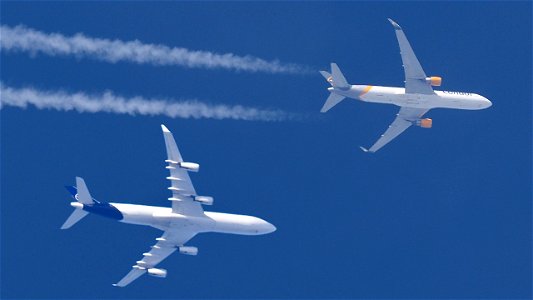Boeing vs. Airbus Two Jets on their way to Mauritius photo