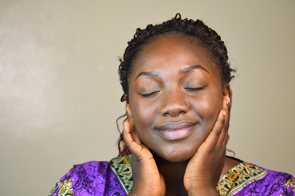 Eyes closed woman cosmetic