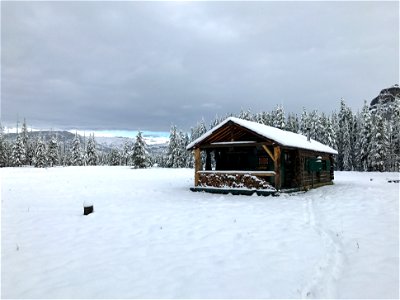 Thorofare Ranger Station in winter photo
