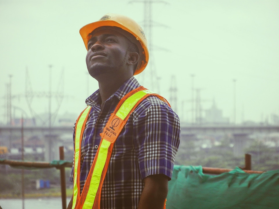 Construction site worker work