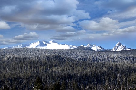 Diamond Peak and Mount Yoran, Oregon, in winter. photo