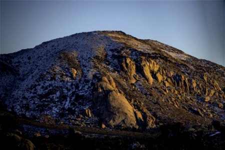 Snow on Ryan Mountain and Saddle Rock photo