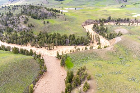 Yellowstone flood event 2022: Confluence of Lamar River and Slough Creek photo