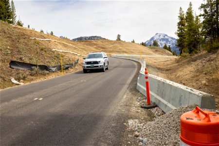 Northeast Entrance Road flood repairs: Trout Lake Trailhead photo