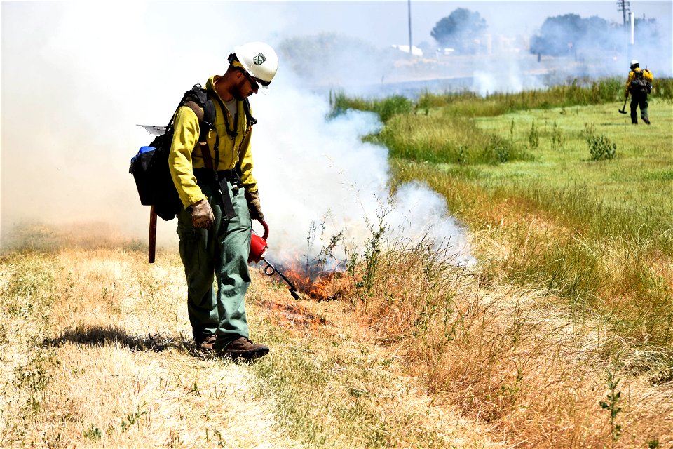 BLM’s Folsom Lake Veterans Crew perform RX Burn at Cosumnes River Preserve restoring critical habitat.