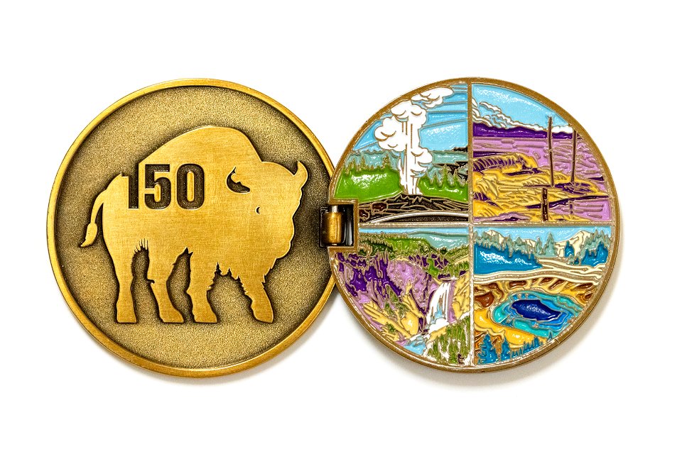 150th Anniversary foldable employee challenge coin (inside view)