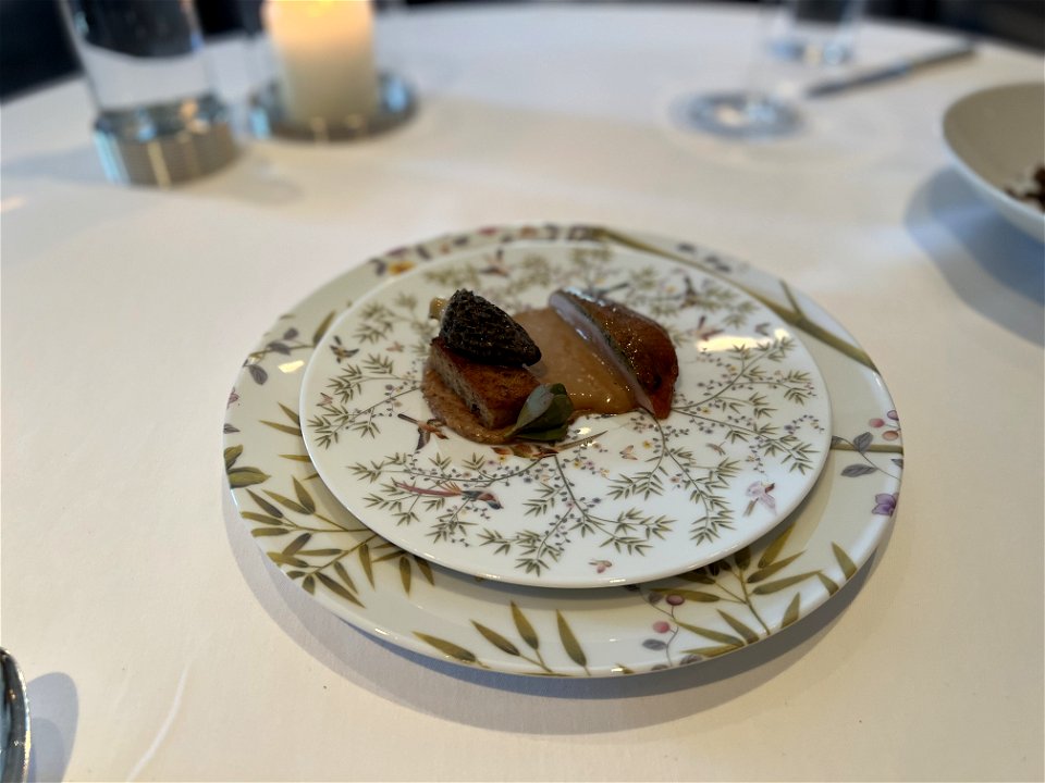 Applewood Smoked Wolfe Ranch White Quail, Chanterelle Mushroom "Tapenade", Forest Mushroom "Pain Perdu" Morel Mushroom "Farci" and "Creme de Champignons"