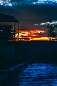 Landscape sunset poolside photo