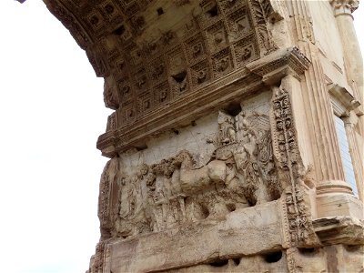 Detail Arch of Titus Roman Forum Rome Italy photo