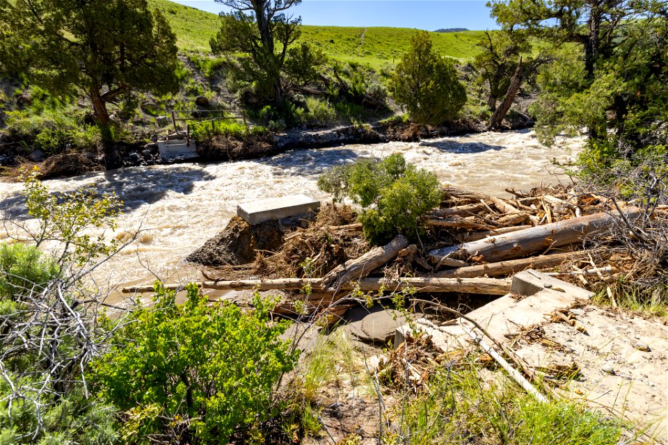 Yellowstone flood event 2022: Rescue Creek Bridge washed away