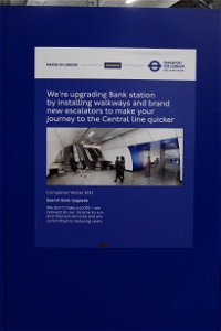 Poster explaining upgrade works at Bank station photo