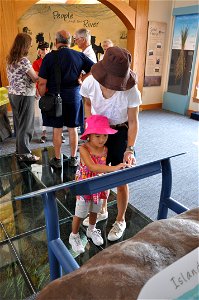 Exploring exhibits at La Crosse visitor center photo