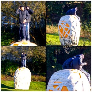 Climbing to the top of the alien egg. In Maidstone