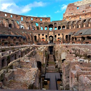 Closeup of stalls in Hypogeum Colosseum Rome Italy