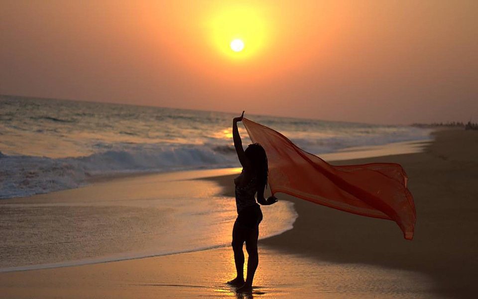Sunset beach water