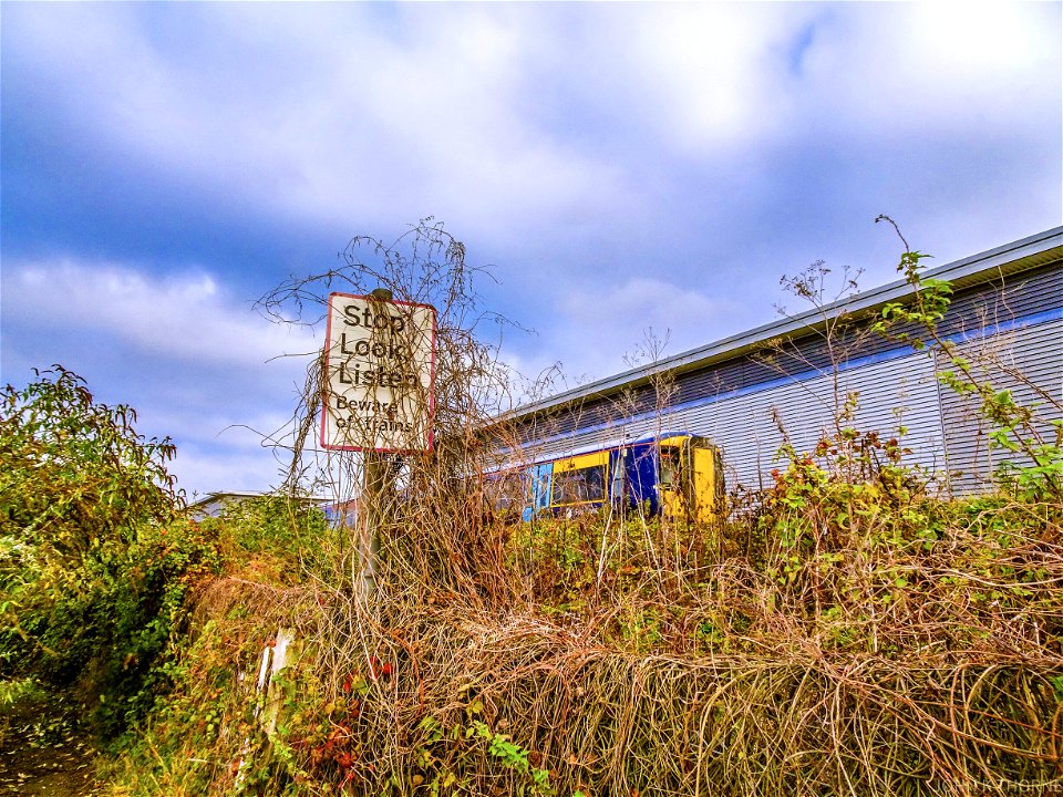 Abandoned railway crossing Aylesford News Print. Next to Medway Valley Line