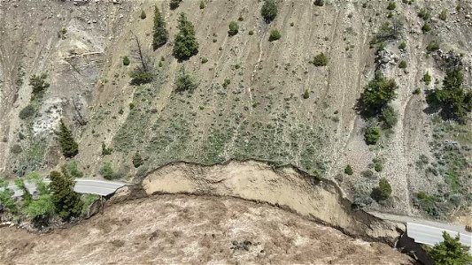 6/13/22 Conditions of Yellowstone’s North Entrance Road through the Gardner Canyon between Gardiner, Montana, and Mammoth Hot Springs. photo