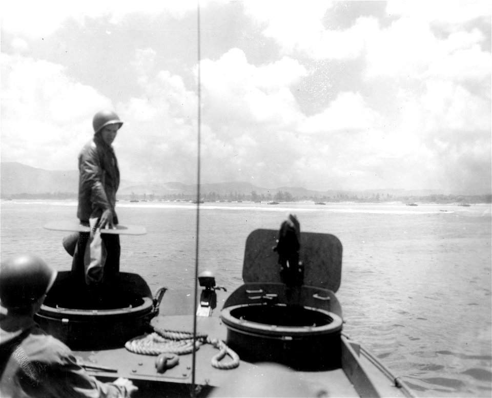 LVT heads in for the beach. June, 1944.
