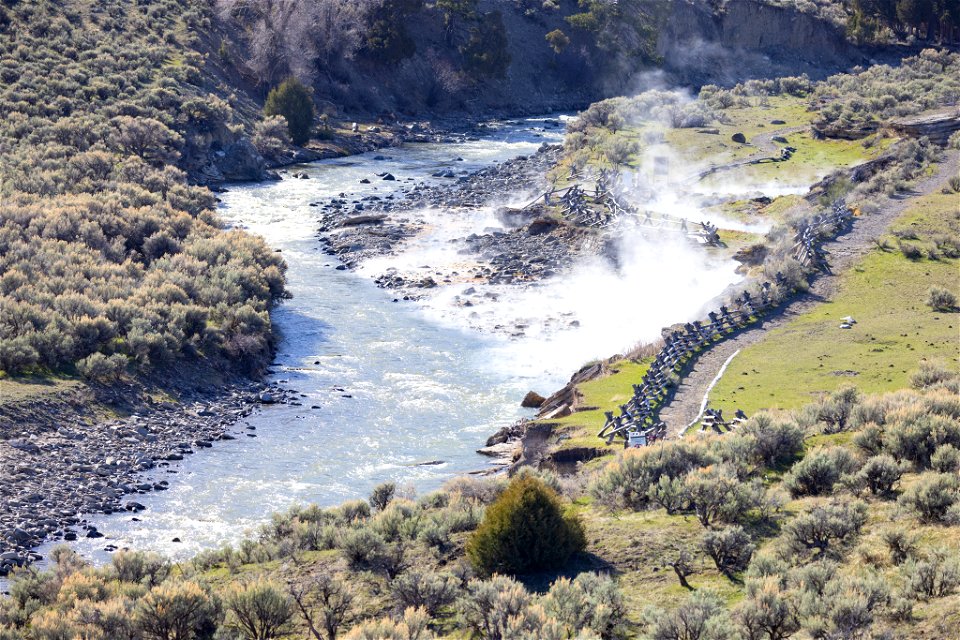 Gardner River diverted away from Boiling River infrastructure and feature