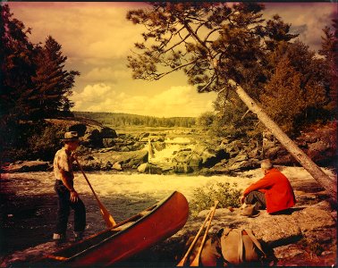 Ready to portage around Lower Basswood Falls, 1961