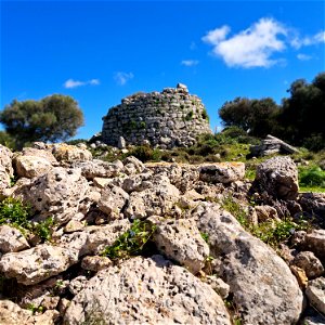 From a distance  Talaiotic de Talati de Dalt Menorca Spain.
