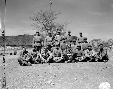 SC 334920 - Members of 8th Army Liaison Team, who are instructors in Signal School, and Chinese officers of 8th Army Signal Bn.