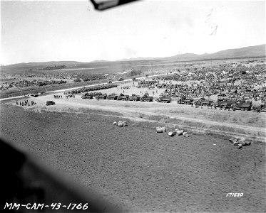SC 171630 - Aerial view of German Prisoner of War camp, 4 miles west of Mateur, Tunisia, North Africa.