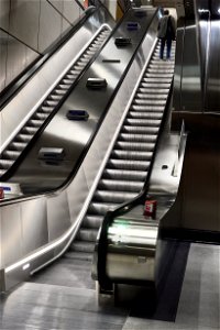 Escalators from platform at new Battersea Power Station station
