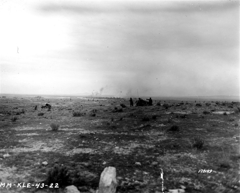 SC 170129 - A tank destroyer battalion setting up their position in an almost-ready attack on a town in North Africa. 17 February, 1943.