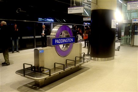 Platform seat and roundel sign photo