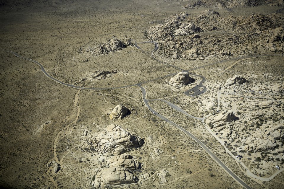 Aerial view of Joshua Tree National Park Hidden Valley area