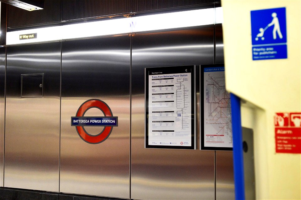 Station sign from inside train
