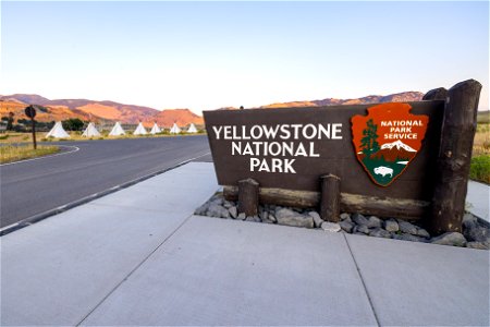 Yellowstone Revealed: North Entrance teepees at sunset (5) photo
