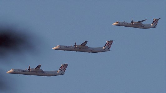 Croatia Airlines approaching Munich in the evening sun: