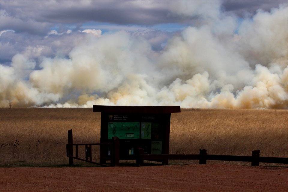 Smoke from a prescribed fire at Minnesota Valley National Wildlife Refuge's Rapids Lake Unit