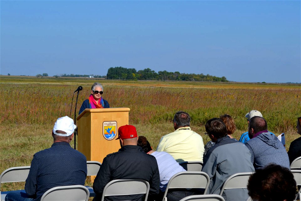 Ann Gritman at the Jim Gritman Waterfowl Production Area dedication photo