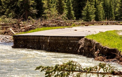Flood Damage to Northeast Entrance Road from Soda Butte Creek.
