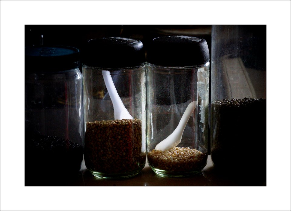 Old dried food containers photo