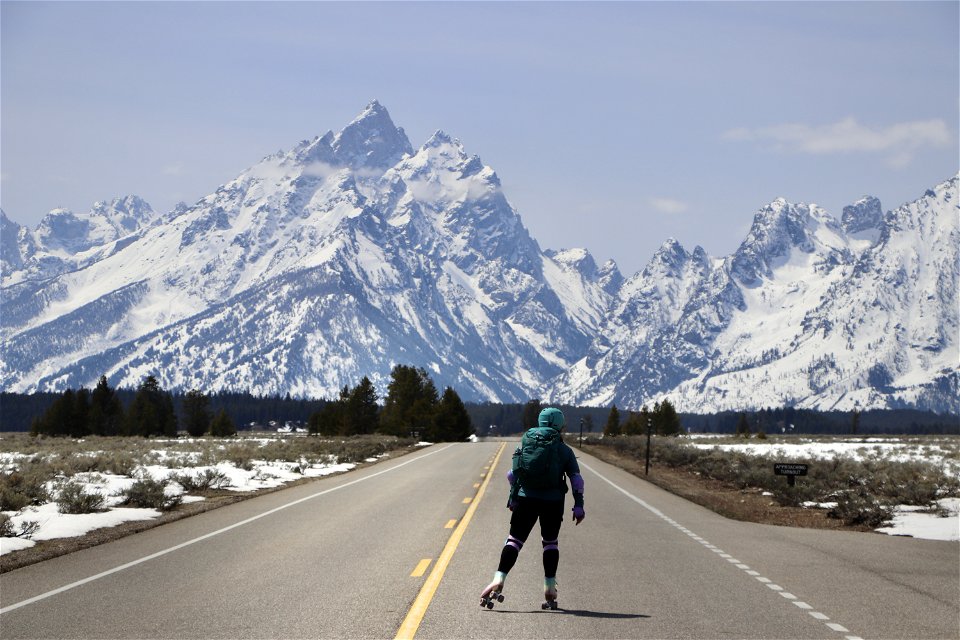 Spring Skating on the Teton Park Road