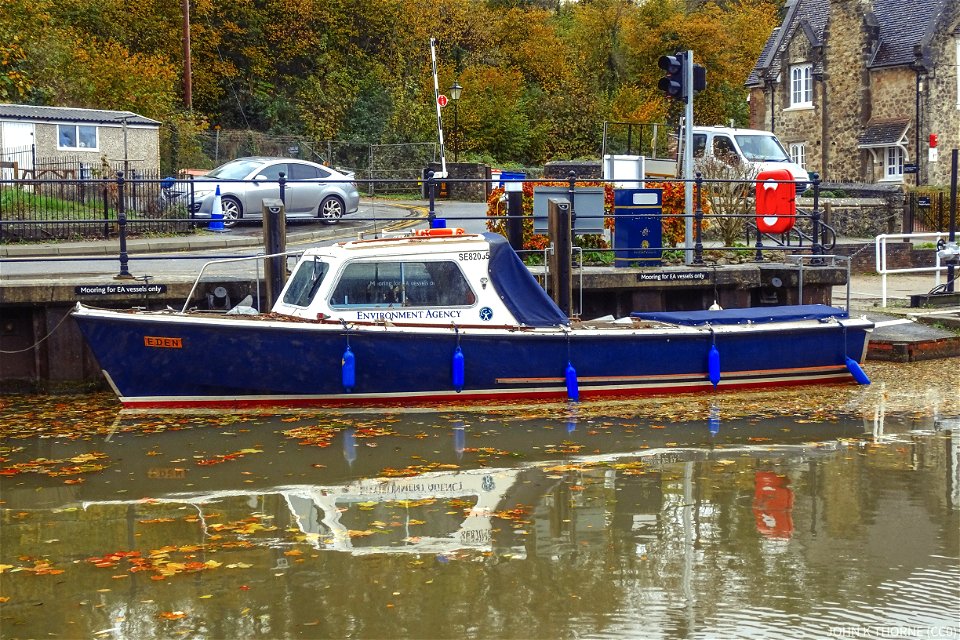 Environment Agency Boat EDEN back at Allington Lock after a refit in Southampton