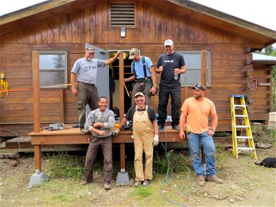 R7 Kanuti NWR Coldfoot Office maintenance volunteers Brad Storm (top left) and Roger Wieland (bottom middle) 2016 photo