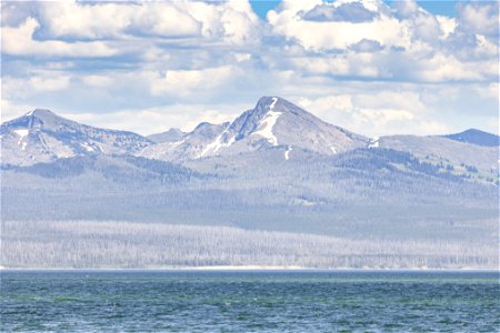 First Peoples Mountain seen from across Yellowstone Lake photo